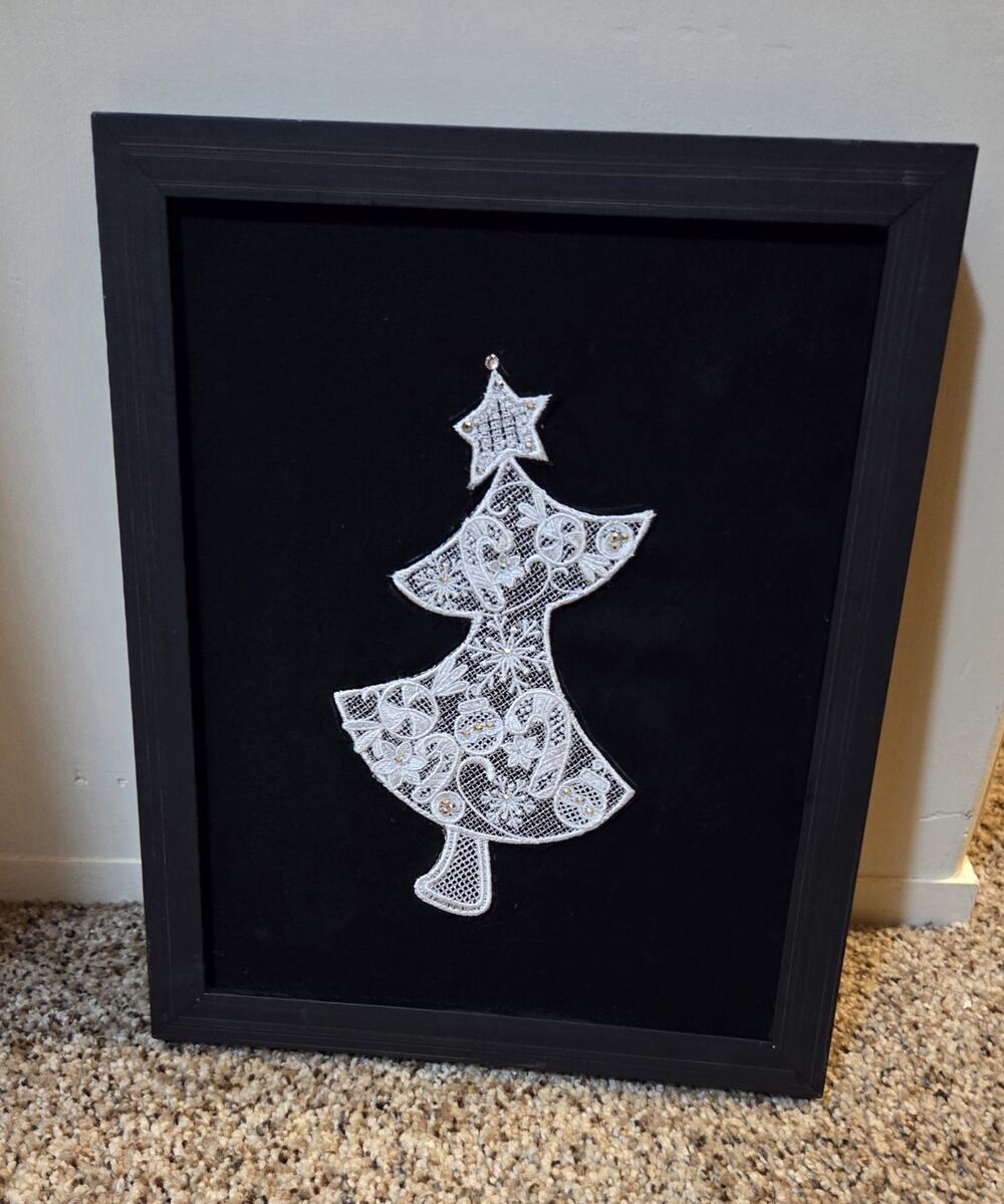 Black And White Christmas Tree Love And Lace Framed 9x11